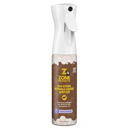 Zone Protects Silk-Stride Detangle Equine Spritzer; Brush Out Tangles in Tails and Manes; Frosted Lavender Scented; Continuous Spray