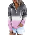 thumbnail image 1 of Hooded Sweatshirts for Women Gradient Pullover Casual Sports Top Zipper Shirt with Pockets, 1 of 3