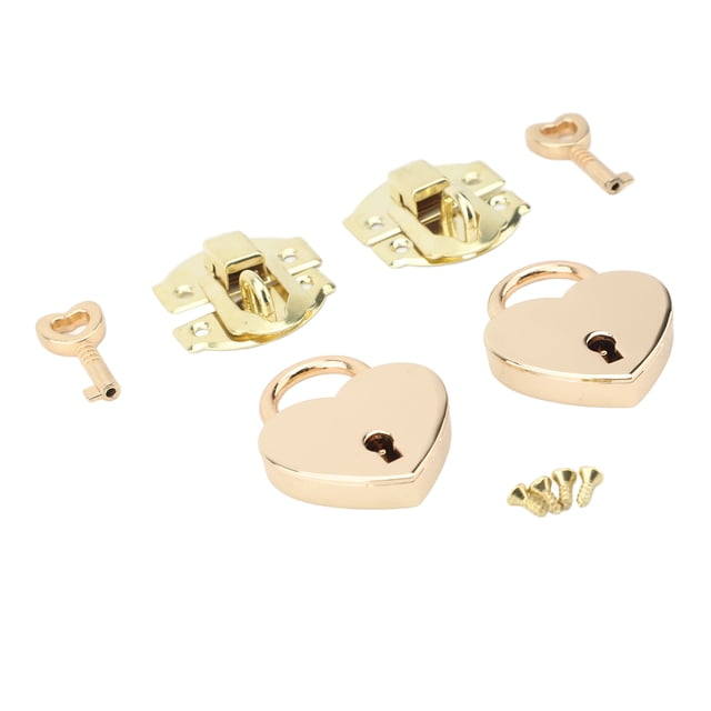 Wooden Box Hasp Latch Padlock Set Durable Vintage Heart Shaped Padlocks for Crafts