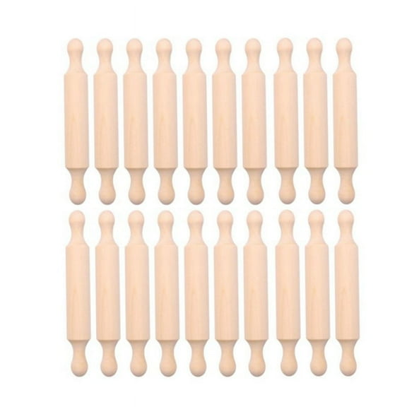 7In Wooden Mini Rolling Pin Long Kitchen Baking Small Dough Rolling Pin for Children Fondant Pastry Pizza Crafting 20Pcs,20 * Rolling Pins,Wood Color