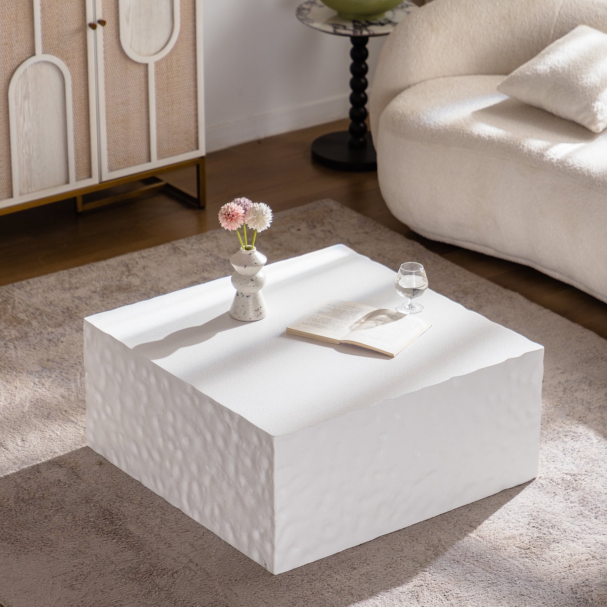 Leumius Square Coffee Table Modern Colour Combination Coffee Table Not Need Assembly Coffee Table for Living Room White