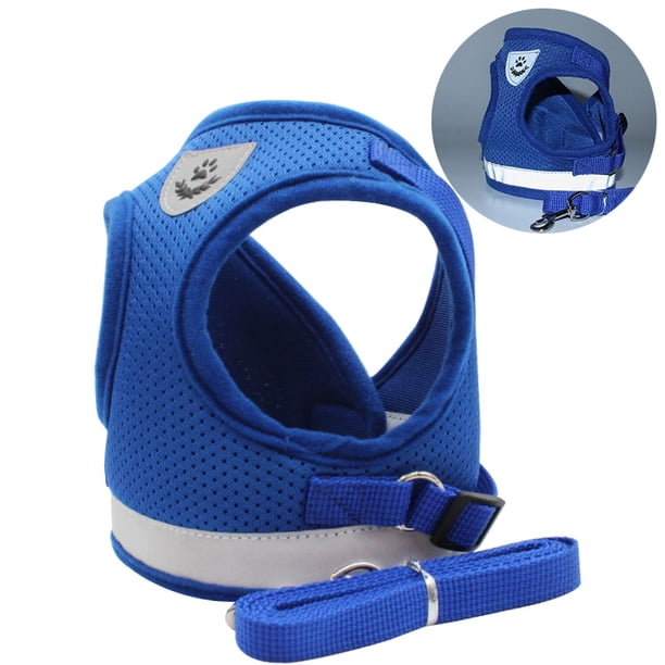 Arnés de pecho para mascotas, correa tipo chaleco para perros, cuerda reflectante y transpirable para perros, azul XL