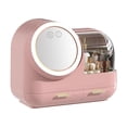thumbnail image 4 of Estuche de maquillaje con espejo y ventilador, gran capacidad, con luz LED, color rosa, 4 of 13