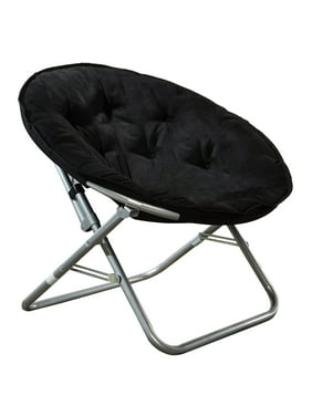 Mainstays Faux Fur Folding Saucer Chair, Black
