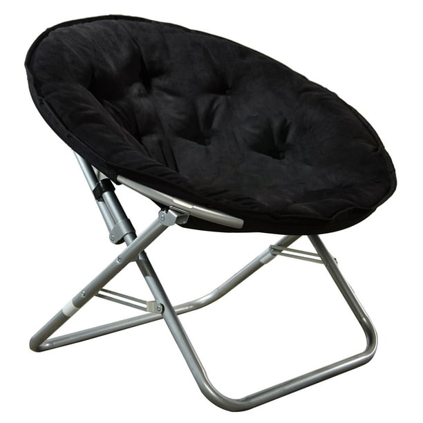 Mainstays Faux Fur Folding Saucer Chair, Black