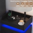 thumbnail image 3 of 4 EVER WINNER Smart Night Stand with Charging Station, Modern Black Nightstand with Adjustable LED Light and Drawers, Bedside Tables/ End Table for Bedroom Living Room, 3 of 8