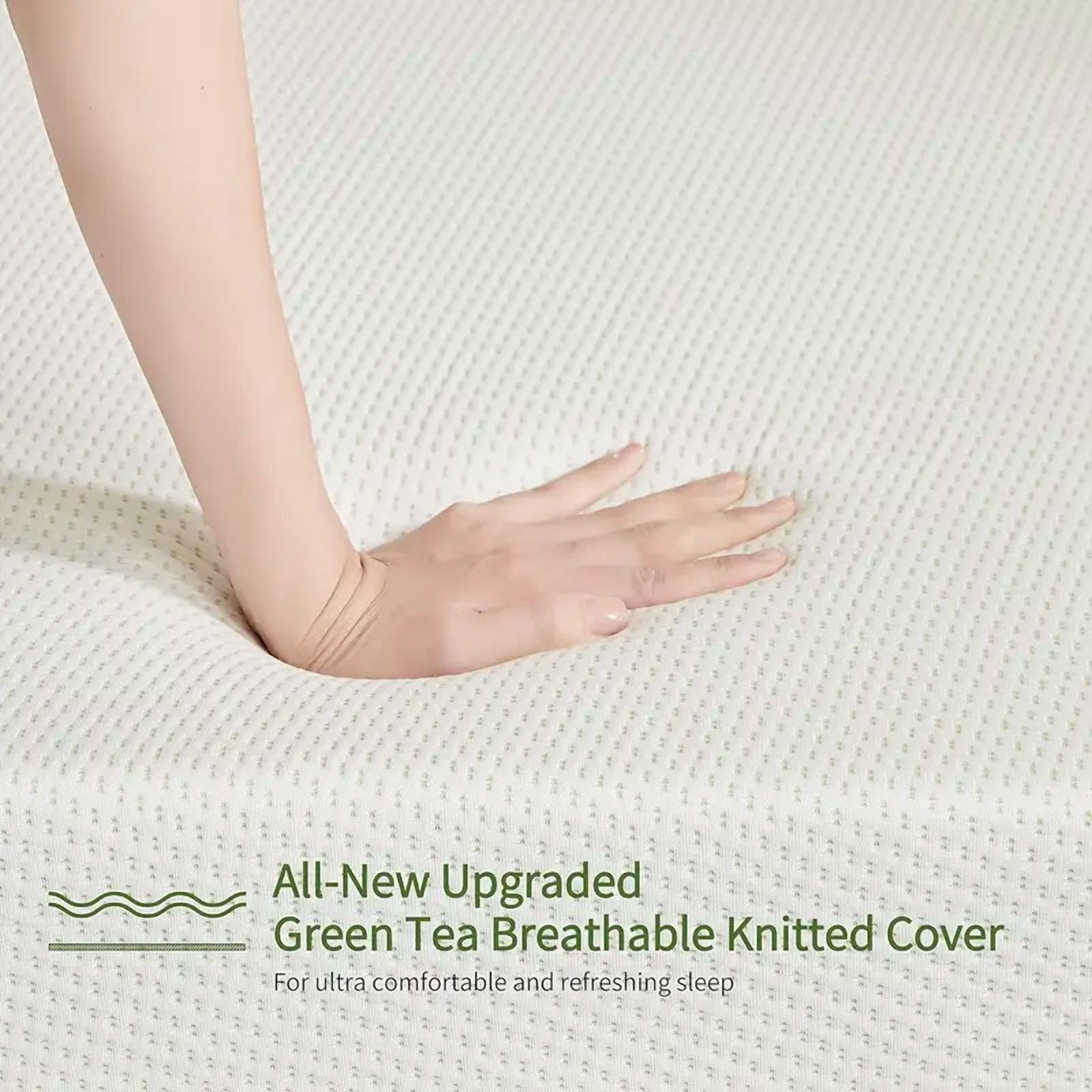 5 Inch Green Tea Memory Foam Mattress , TwinXL, Fiberglass free, Medium Firm Feel, Zoned Pressure Relief, Certified Safe Foams & Fabric, Mattress in A Box