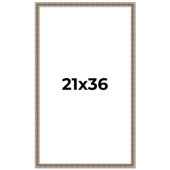 21x36 Frame Silver Versailles Ornate Solid Wood Picture Frame | 1 Inch Moulding Width | Interior