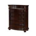 thumbnail image 6 of Traditional Formal 6pc Set King Size Faux Leather Upholstery Panel Bed Cherry Finish Marble Top Solid Wood Furniture, 6 of 9