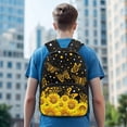 thumbnail image 4 of POLERO 17 Inches Backpack for Boys, Polyester Smooth Zipper Lightweight School Backpack, Butterfly Sunflower Pattern, 4 of 6