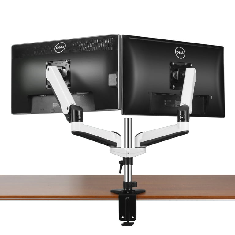 Dual Monitor Stand Mount - Articulating Gas Spring Monitor Arm Desk Stand  Adjustable VESA Mount Bracket For Computer Flat Screen LCD Display 10 - 27  Angle Free Tilt Swivel Rotate with Clamp