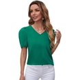 thumbnail image 1 of Blusa Casual de Manga abullonada para Mujer con Abertura en la Espalda Verde sólido G Verde sólido G Xishao ropa, 1 of 2