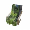 thumbnail image 4 of Mountain Soft Flannel Fleece Throw Blanket, Alpine Landscape with Meadow Cottages and Pines Stream in Village View Print, Cozy Plush for Indoor and Outdoor Use, 60" x 80", Green White, by Ambesonne, 4 of 6