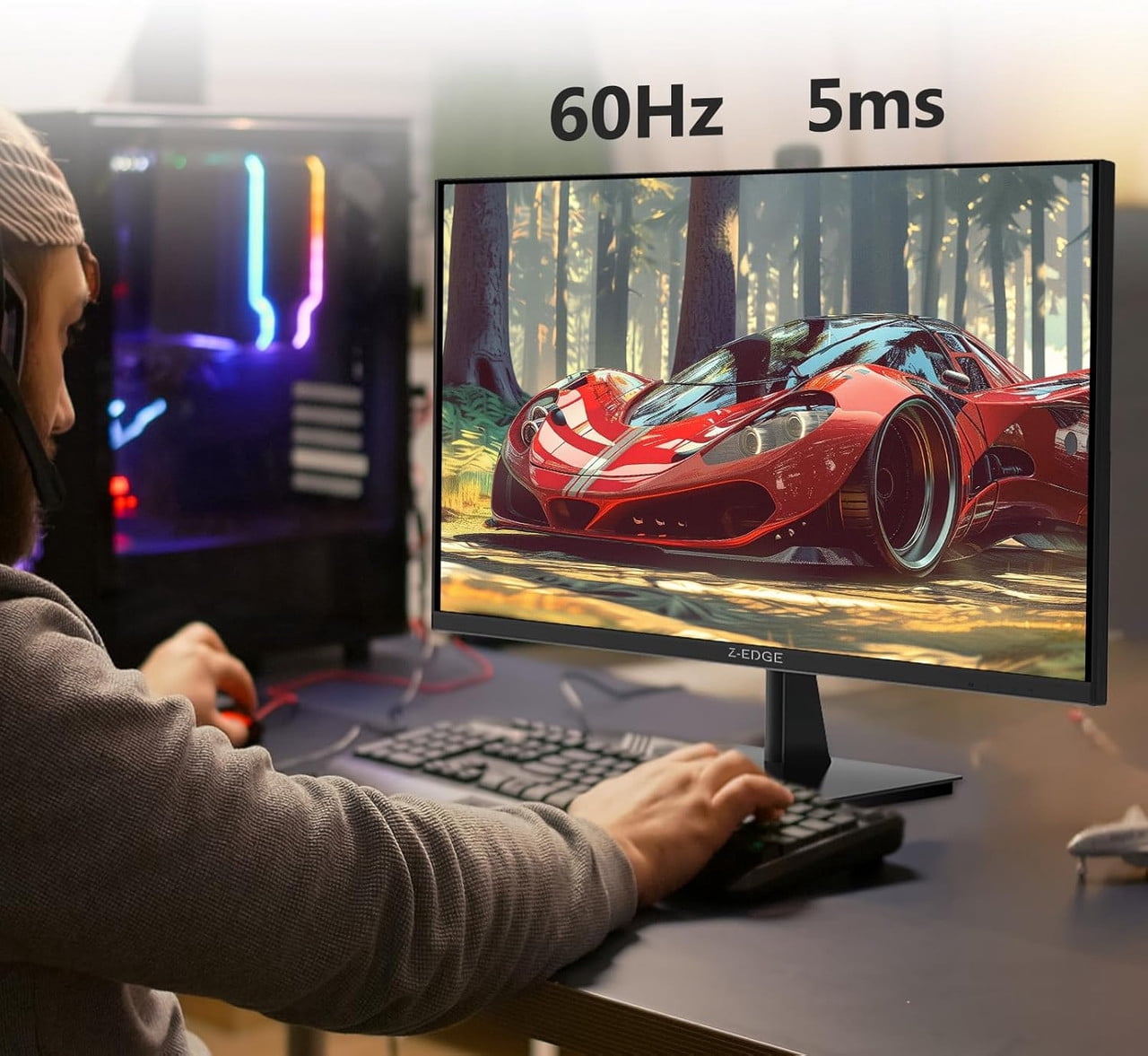 Z-EDGE 27 Inch 4K Monitor, Gaming Monitor, UHD 2160P IPS Display, AMD FreeSync, HDR Support, VESA Mount Compatible, Black