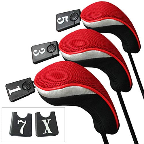 A99 Golf H03 Wood Driver Head Covers Red/Black Headcovers Interchangeable No. Tags 3pcs/Set