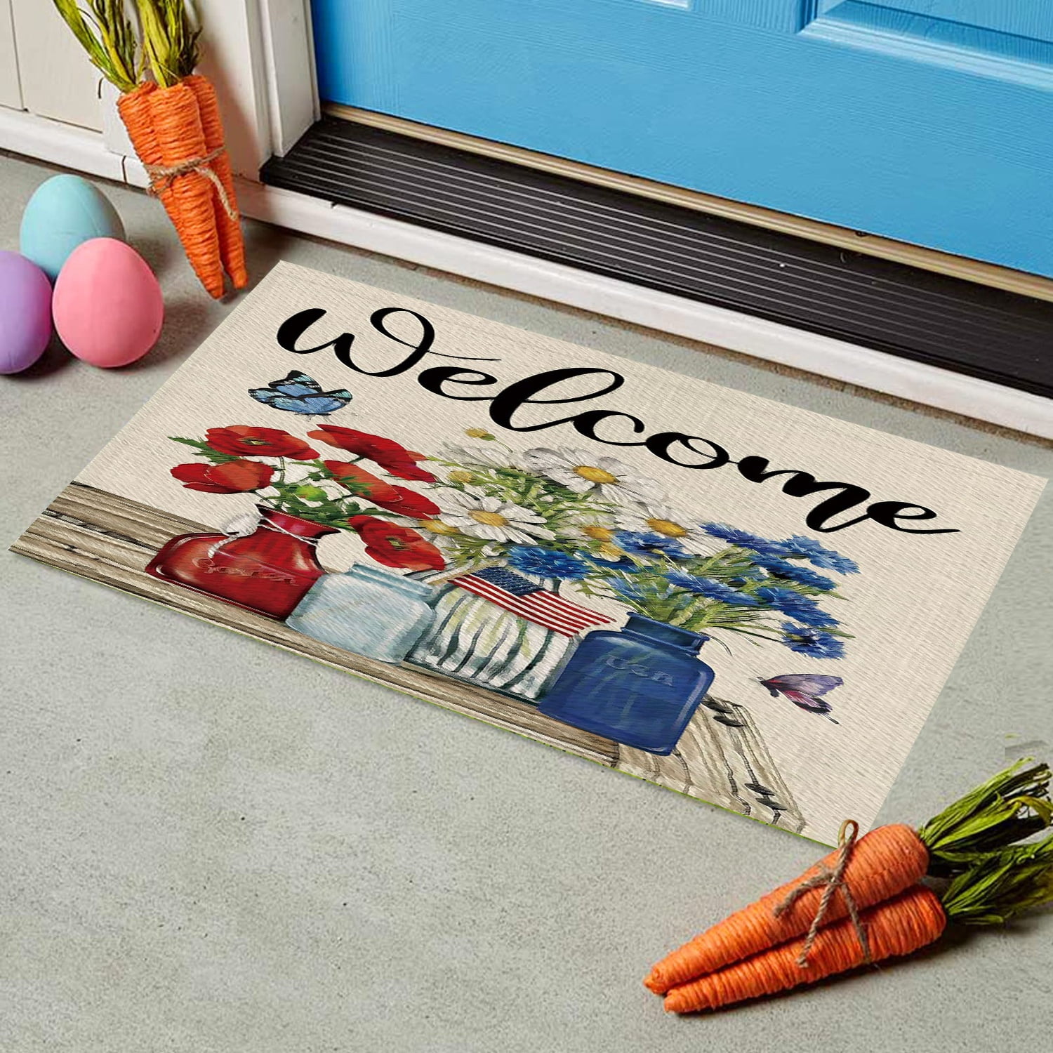 American Flag Doormat Rugs Farmhouse Layered Door Perfect for Front