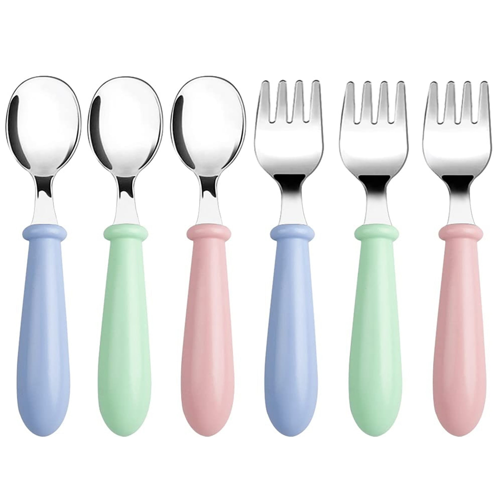 Mainstays Kids Flatware Set 6 Forks/6 Spoons Variety Of Colors Dishwasher Safe 