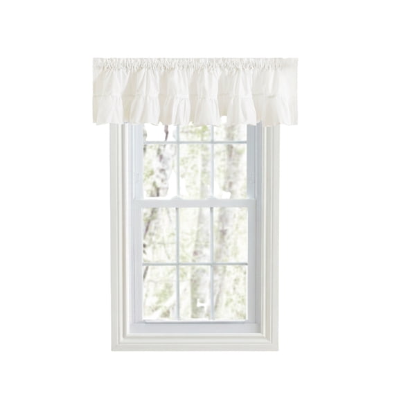 Ellis Curtain 65% Polyester 35% Cotton Classic Wide Solid Color Perma Press Ruffled Window Valance 84" x 11" White