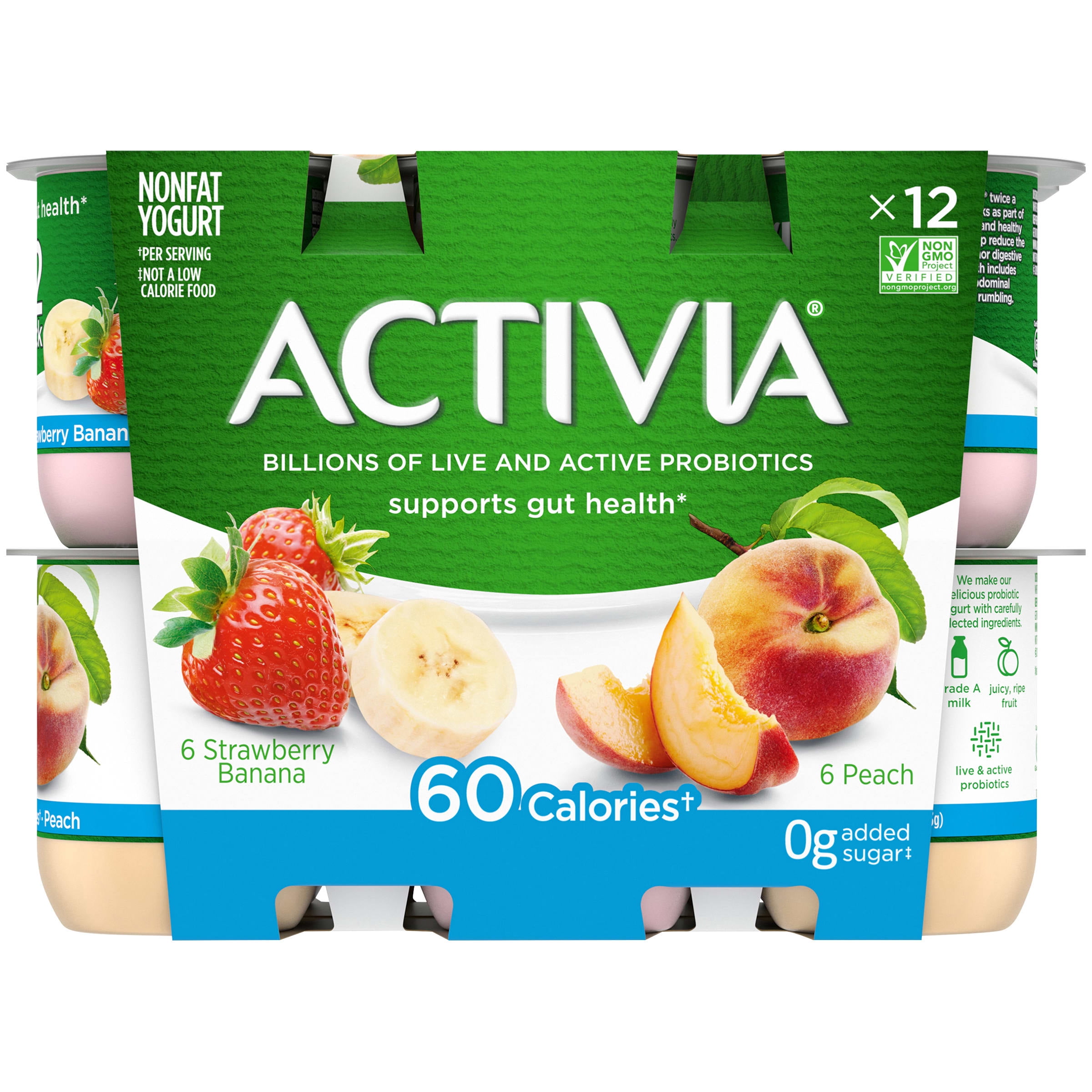 Activia Nonfat Probiotic Strawberry Banana & Peach Variety Pack Yogurt