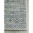 thumbnail image 3 of FH Home Flat Woven Outdoor Rug - Waterproof, Easy to Clean, Stain Resistant - Premium Polypropylene Yarn - Striped Boho - Patio, Porch, Deck, Balcony - Amman - Blue - 5ft 2in x 7ft 6in, 3 of 5