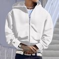thumbnail image 6 of TOWED22 Mens Zip Up Hoodie Fleece Zipper Hooded Jacket Sweatshirt Lightweight with Pockets Long Sleeve Solid Color Drawstring Hoodies,White,M, 6 of 9