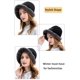 thumbnail image 2 of Sombrero de pescador peludo de invierno para mujer, sombrero cloche de piel sintética con ala enrollada y forro polar, negro, 2 of 4