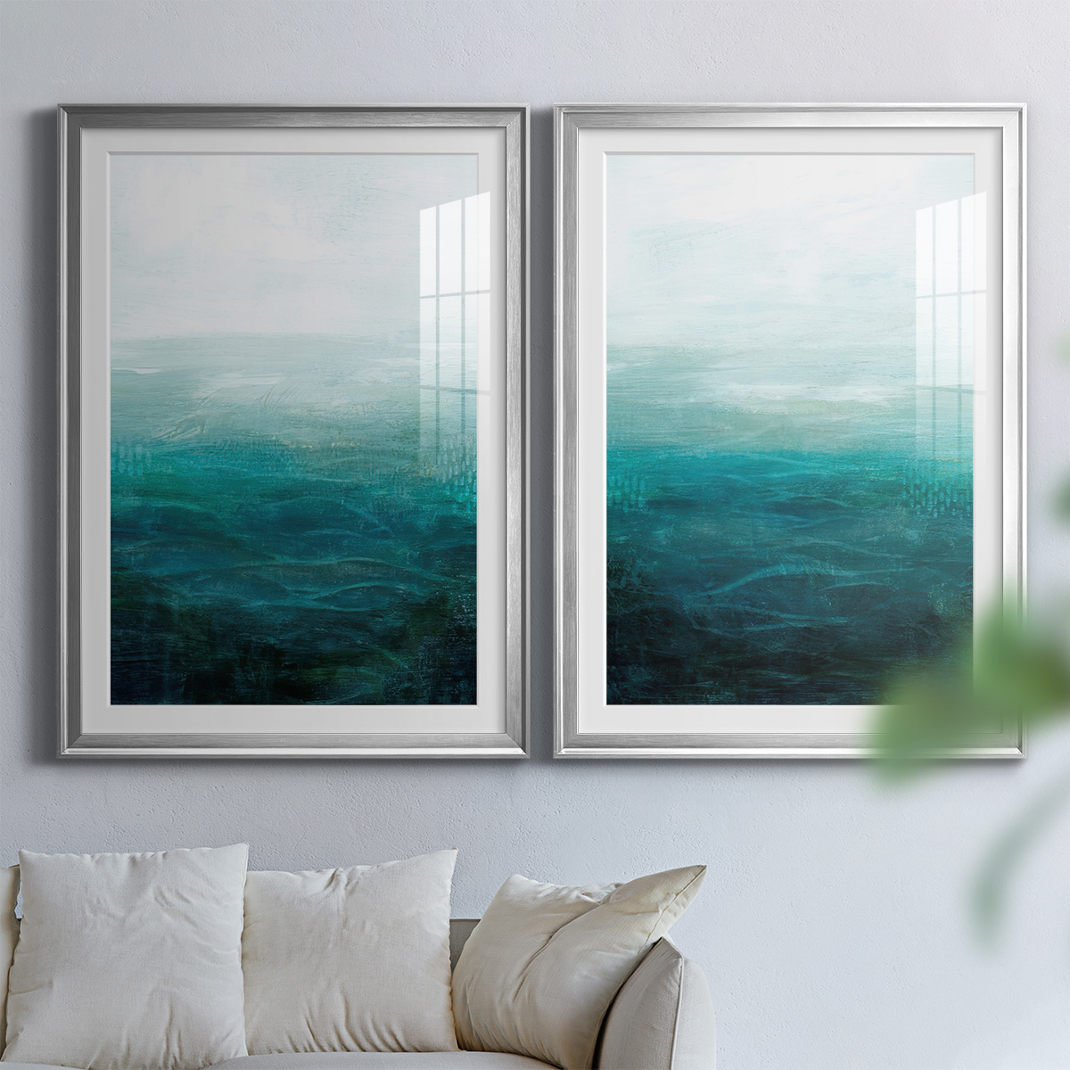 Wexford Home Drifting Sea I Premium Framed Print, 26.5" x 36.5" - Ready to Hang, Silver (Set of 2)