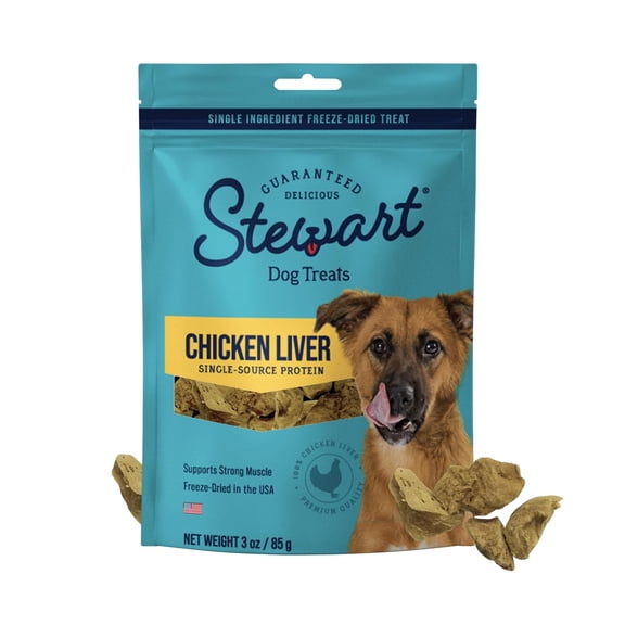 Stewart Freeze-Dried Chicken Liver Training Treats, Single-Ingredient, 3 oz Pouch
