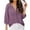 Purple, variant on Hanen Womens Blouses Dressy Casual V Neck 3/4 Sleeve Tops Fashion Boho Chiffon Button Down Shirts