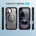 thumbnail image 4 of for iPhone 16 Magnetic Case [Compatible with MagSafe] Ring Holder Kickstand Design Shockproof Women Men Girls Boys Protective Anti-Scratch Cover for iPhone 16, Black + Gray, 4 of 9