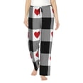 thumbnail image 2 of Picia Heart Black Buffalo Plaid Gingham Womens Soft Woven Cotton Elastic Waistband Sleep Pajama Pant Lounge Sleep Pant With Pockets And Drawstring-XX-Large, 2 of 9