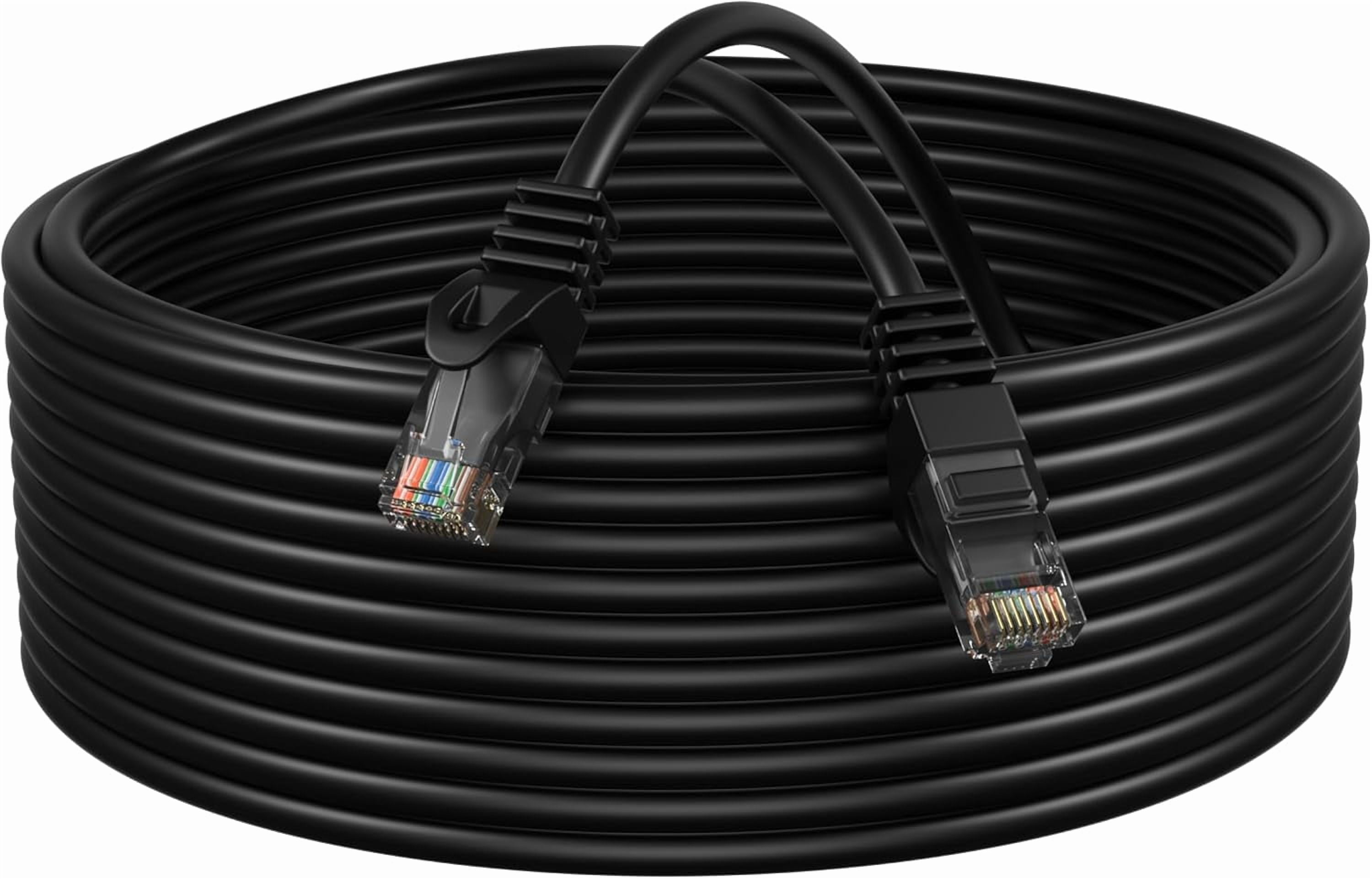 Cat5e 200FT Network Ethernet Patch Cable, 350Mhz Internet Wire, For Router, Modem, PC, Laptop, TVs, Printer Cord, Consoles, Copper-Clad Aluminum, Black, Cables Direct Online