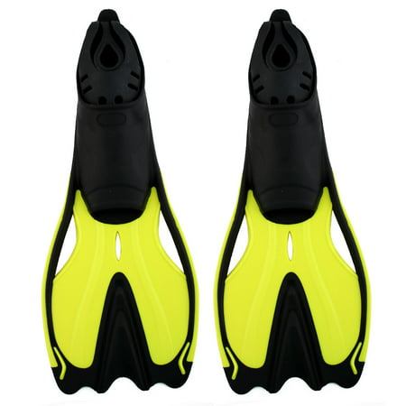 Swimming Diving Snorkeling Training Floating Fins Flippers Yellow Size XL