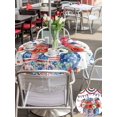 thumbnail image 5 of Outdoor Tablecloth with Umbrella Hole for Patio/Picnic/Party/Camping, Independence Day Waterproof Table Cloth Round Cover Washable, Poppy Blue Floral Farmhouse (Dia 54"), 5 of 8