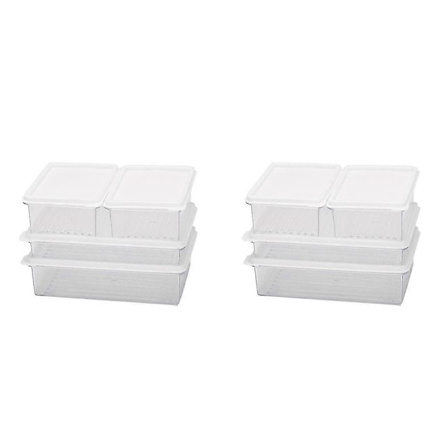 Clear Fridge Storage Containers with Lids Stackable Set,8 Refrigerator Organizer Bins,Use in Snacks