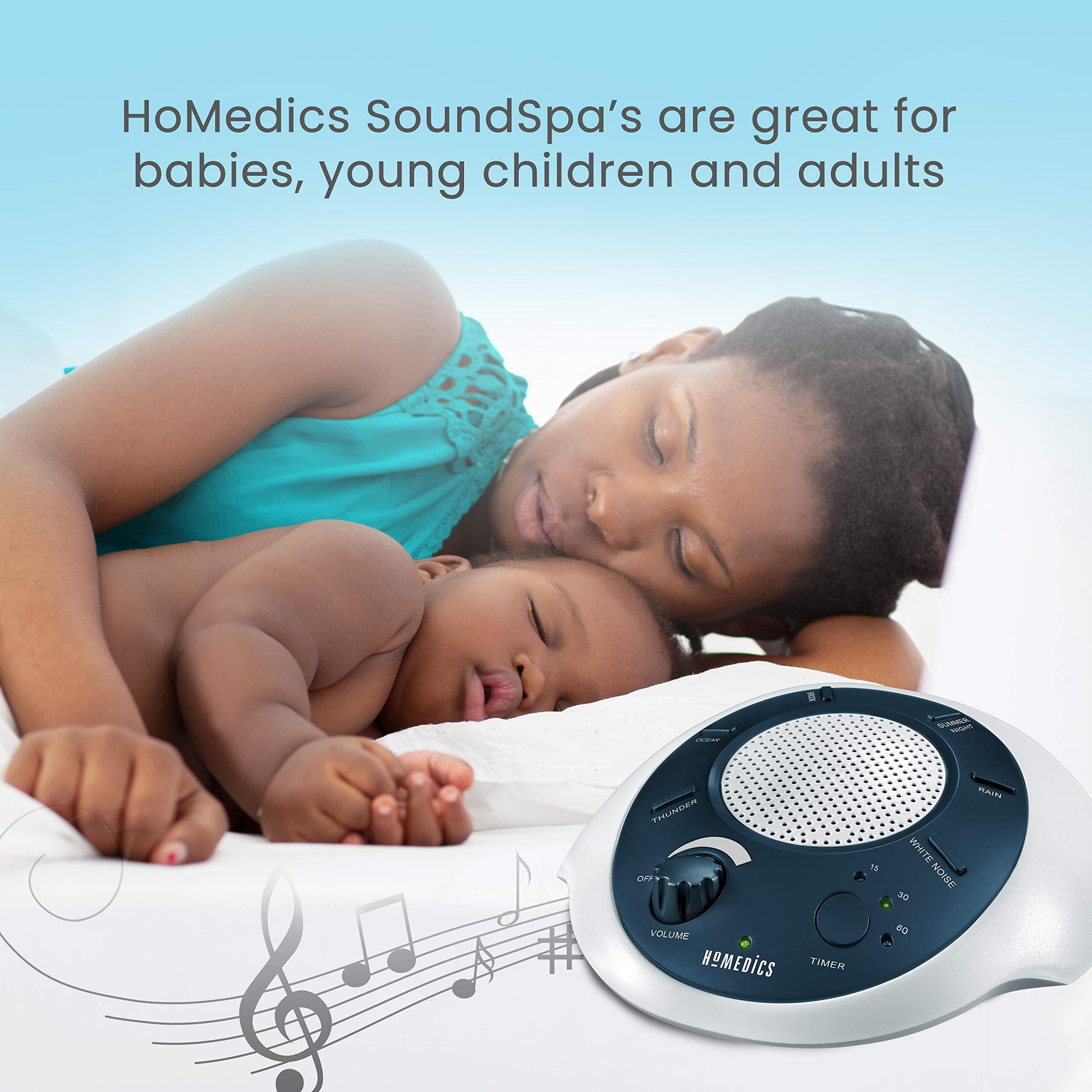 Homedics SoundSleep White Noise Sound Machine, Silver, Small Travel Sound  Machine with 6 Relaxing Nature Sounds, Portable Sound Therapy for Home