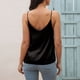 thumbnail image 5 of Playeras,Blusas y Tops,Ropa para Mujer Camisetas de tirantes Camisola de satén de seda para mujer, camisola de Color sólido, camiseta, camiseta sin mangas, cuello en V, tirantes finos (Black, XL), 5 of 7