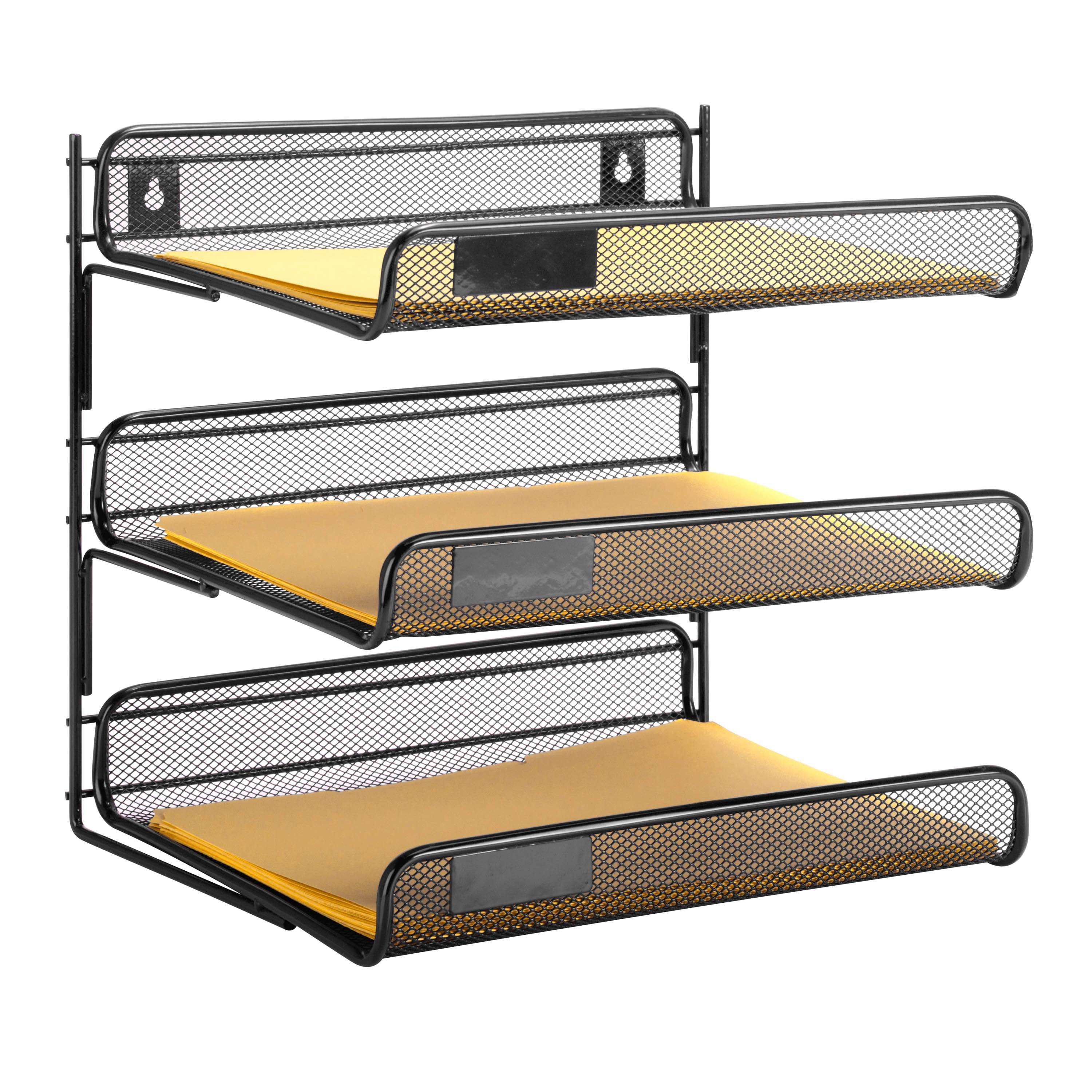 Honey-Can-Do 3-Tier Steel File Organizer for Desktop or Wall Mount, Black