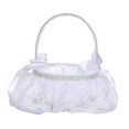 thumbnail image 5 of Satin Flower Basket Fariy Wedding Basket with Handle White Flower Girl Basket for Bridal Engagement Wedding Supplies Ceremony A, 5 of 9