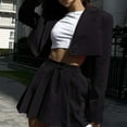 thumbnail image 2 of Women's Suit Skirt Set Fashion Casual Crop Jacket Pleated Mini Skirt Work Wear Elegant Outfit Stylish Two Piece Ensemble, 2 of 2