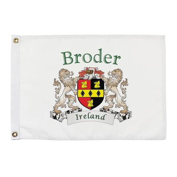 Broder Irish Coat of Arms Small White Flag - 16"x10.5" inches