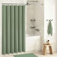 thumbnail image 2 of Sage Green Shower Curtain - Waffle Textured Heavy Duty Thick Fabric Bath Curtain, 256GSM Weighted Polyester Cloth, for Bathroom, 72Wx72H, with 12 Plastic Hooks, 2 of 4