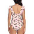 thumbnail image 6 of Yiaed Beautiful Butterflies and Hearts Print Women's Ruffled One Piece Swimsuit V Neck Swimwear Slimming Monokini for Woman-XX-Large, 6 of 8