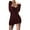 Wine, variant on cfhntfmh Bodycon Dresses for Women Square Neck Long Sleeve Fall Ruched Mini Dress Slim Elegant Clubwear Dress