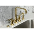 thumbnail image 4 of Kingston Brass KS8257CTLBS Continental Two-Handle 4-Hole Deck Mount Bridge Kitchen Faucet with Brass Side Sprayer in Brushed Brass, 4 of 8