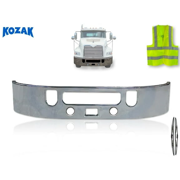 KOZAK 17” Bumper Chrome W/Tow Center Step/Fog Compatible with Mack Vision CXU 2006 