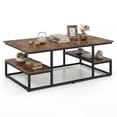 thumbnail image 1 of Gymax Table Basse avec Rangement Table Centrale Rectangulaire avec Étagères Ouvertes Table à Thé, 1 of 10