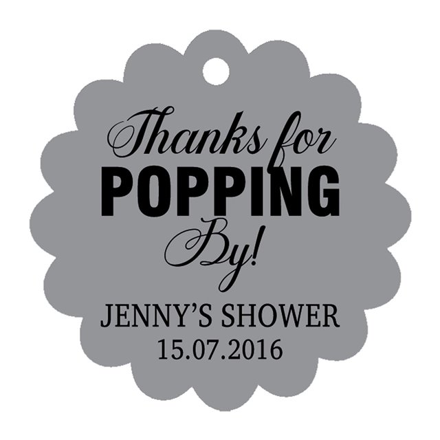 100 PCS Personalized Baby Shower Favors Tags Custom Quote Thank You For Popping By Baby Shower Gift Hang Tags
