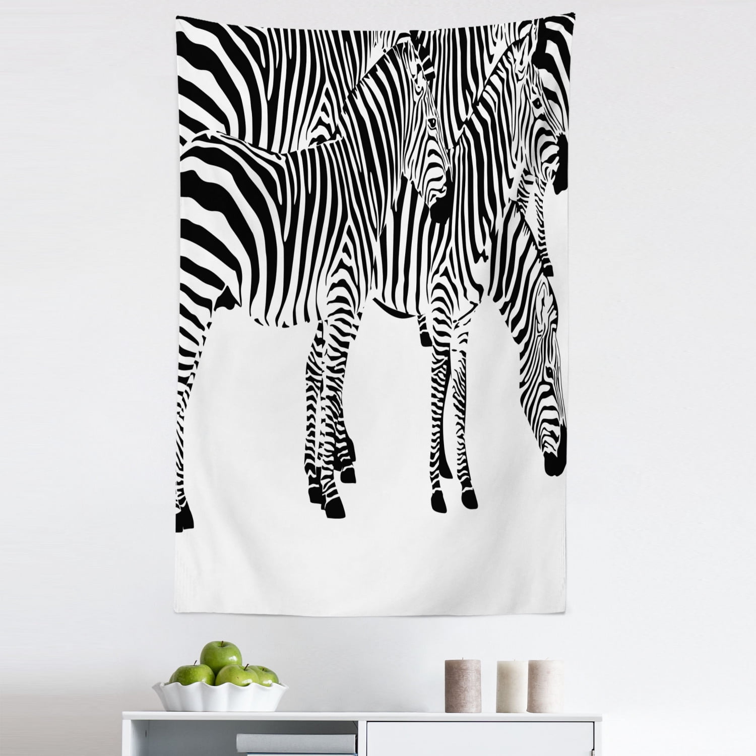 Safari Tapestry, Zebras Animals Skin Print with Stripes Jungle Wildlife ...