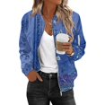 thumbnail image 2 of Bovemsi Women's Floral Bomber Jacket 2025 Causal Zip Up Coats Long Sleeve Stand Collar Fall Jackets Lightweight Outerwear Tops Light Jackets, 2 of 6
